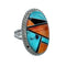 Native American Sterling Silver Multicolor Inlay Ring Size 7 NN20601